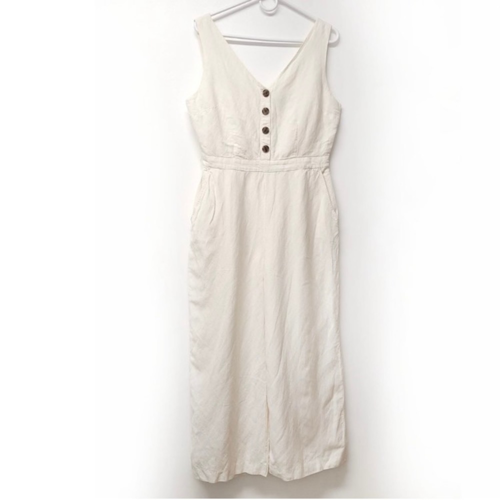 LOFT cream linen jumpsuit